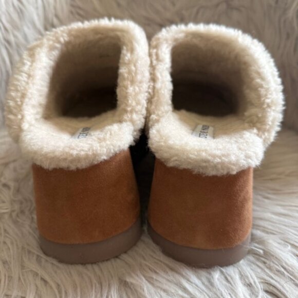 Steve Madden Womens Juney Tan Faux Fur Leather Platform Clog Mules Platform - Picture 4 of 6